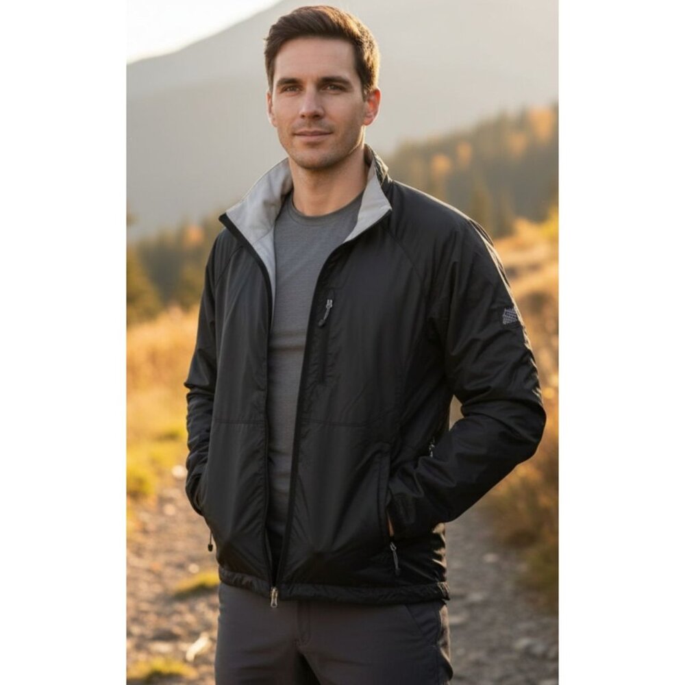 Eastern Mountain Sport Men's Gray Lightweight Windbreaker Jacket Size Small